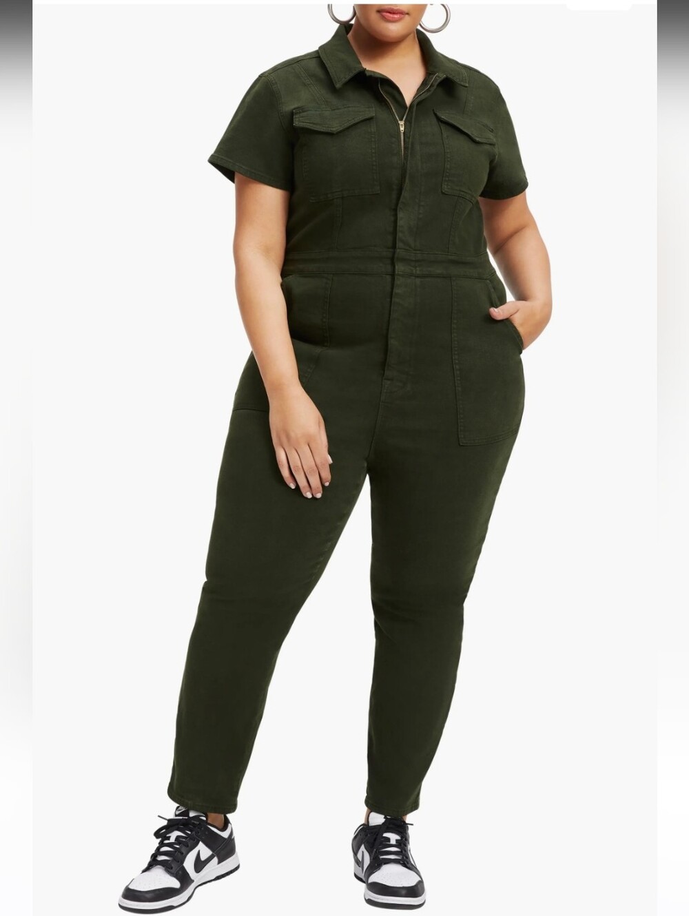 Good American Fit For Success Denim Utility Jumpsuit 2XL